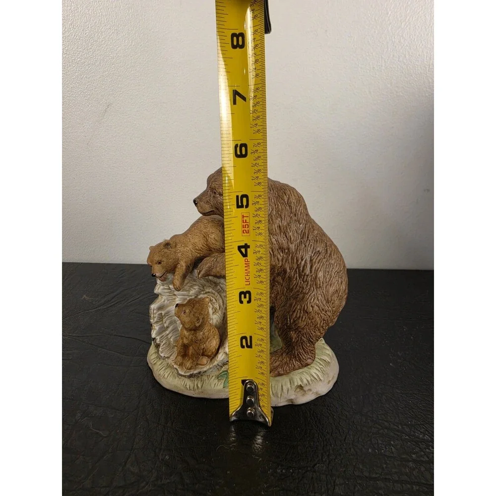 Curious Cubs Bear Family On Log & Base HOMCO Figurine #1435 Home Interiors Mama